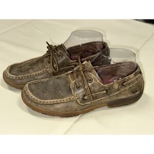 Twisted X Driving Moccasin Womens 7M Brown Lace Up Boat Bomber Shoe WDM0003 Boho